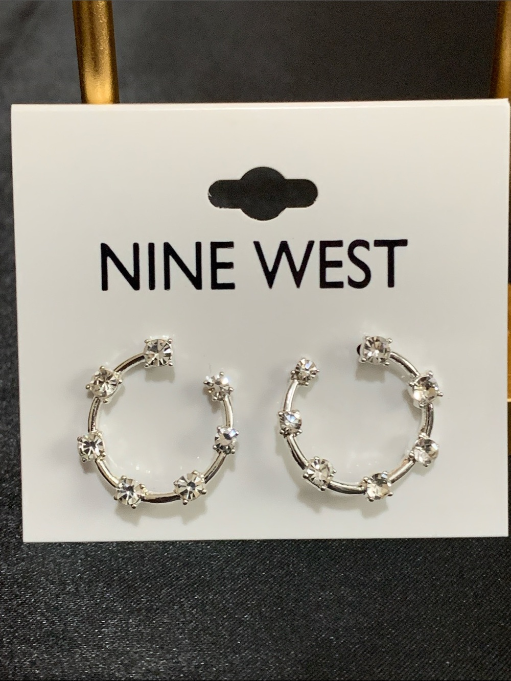 NWT Nine West silver tone clear stone earrings